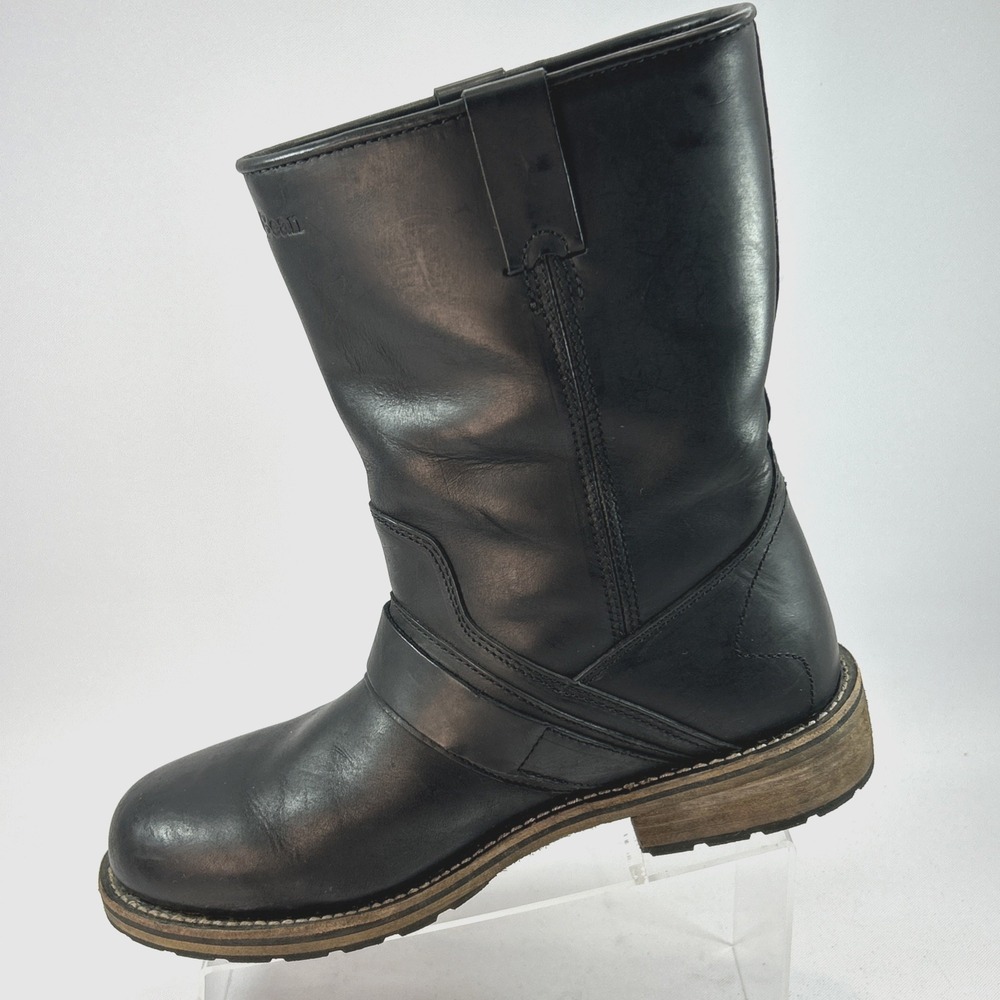 L.L.Bean Roughout Leather Engineer Boots Men's Sz 11 Harness Black Goodyear Welt - Picture 4 of 15
